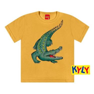 Imagem de Camiseta Infantil Masculino Manga Curta em Malha Jacaré Kyly, Amarelo 