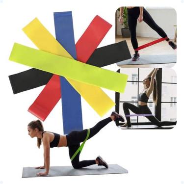 Imagem de Kit 5 Elásticos P/ Treino Em Casa Academia Fitness Funcional - Hxt