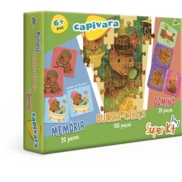 Imagem de Quebra-Cabeça Cartonado Capivara Super Kit 3 em 1 com Dominó e Jogo da Memória Toyster Brinquedos