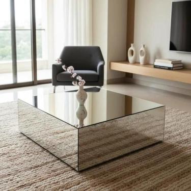 Imagem de Mesa de Centro Espelhada 80x40x25 cm Cristal - ESPELHOSTORE