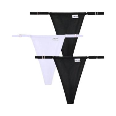 Imagem de Conjunto De Calcinhas De Algodão Femininas Sexy T-Back Com Cintura Aju
