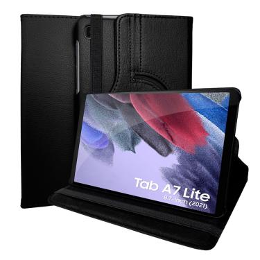 Imagem de Capa Case Tablet Samsung Tab A7 Lite T220 T225 8.7 Polegadas Couro Giratória Preta + Pelicula
