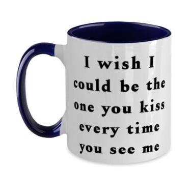 Imagem de Presentes fofos para esposa, I wish I could be the one you kiss every time you see me, Best Two Tone 325 ml Caneca para esposa de marido