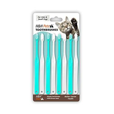 Imagem de H&H Pets Escova de dentes para cães e gatos pequenos – Escova de dentes macia e extra pequena projetada para gatos, filhotes e cães de raça PP, como xícaras de chá, chihuahuas, Yorkshire e Poodle