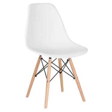 Imagem de Cadeira Charles Eames Eiffel Dsw Com Pés De Madeira Clara Branco
