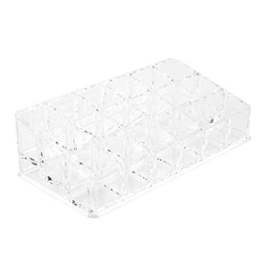 Imagem de Caixa de armazenamento de mini batom de 18 grades,recipiente de armazenamento de cosm¨¦ticos transparente port¨¢til, gaveta de joias para loja de batom brinco cosm¨¦tico esmalte de unhas e outros i