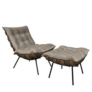 Imagem de Poltrona Costela e Puff Costela - Moveis Roperi (Veludo Cappuccino)