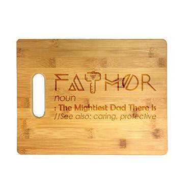 Imagem de Fathor Father Thor Noun Definition Father's Day - Tábua de corte de bambu gravada a laser - casamento, inauguração de casa, aniversário, dia dos pais, presente