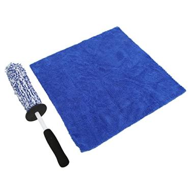 Imagem de Tire Scrub, escova de pneu longo multiuso azul com pano para carro caminhão bicicleta para exaustão assentos para-lama