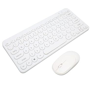 Imagem de Combinação de mouse de teclado retrô, teclas mudas Moda retrô 2.4G combinação de mouse de teclado de negócios sem fio Branco