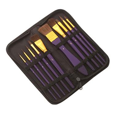 Imagem de Kiboule Conjunto de pincéis de pintura de artista para pintura acrílica Pincéis Pincéis de cabelo com cerdas de cavalo Cabo de madeira com bolsa de pano Caixa de transporte para óleo Aquarela Guache Corpo