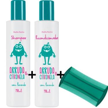 Imagem de Kit Shampoo + Recondicionador + Pente Fino Para Piolhos e Lêndias 190ml Abelha Rainha