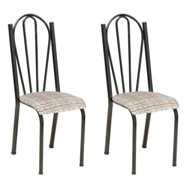 Imagem de Conjunto 2 Cadeiras Mnemósine Cromo Preto E Estampa Rattan - Artefamol