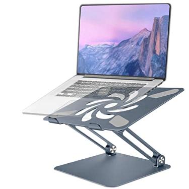 Imagem de Suporte de laptop para mesa, suporte ergonômico ajustável de alumínio para laptop com base antiderrapante, suporte portátil dobrável para notebook para computador compatível com todos os laptops de 10 a 17 polegadas, preto