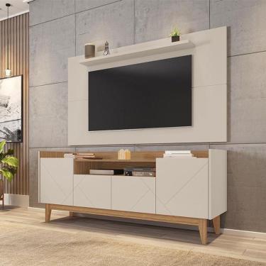 Imagem de Conjunto Sala Rack Adria Painel Esmeralda Pés Madeira Maciça