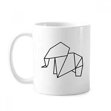 Imagem de Caneca abstrata de origami elefante forma geométrica cerâmica xícara de café porcelana louça