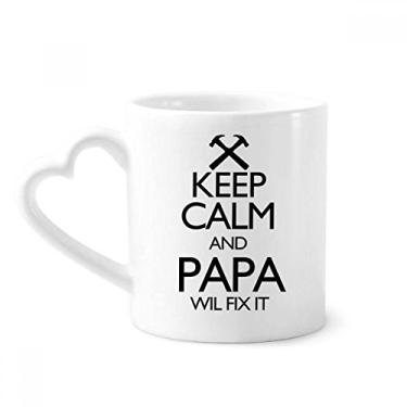 Imagem de Caneca Keep Calm And Papa Wil Fix It citação café cerâmica copo de coração de vidro
