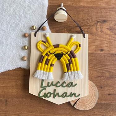 Imagem de Porta Maternidade - Flâmula Macramê Girafa Safari