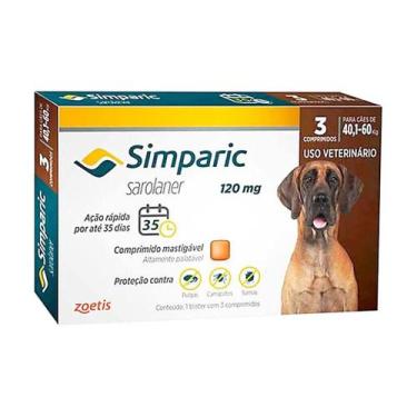 Imagem de Antipulgas Para Cachorros Simparic 3 Comprimidos 120Mg - 40,1Kg A 60Kg