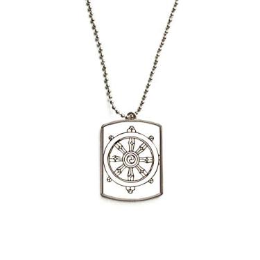 Imagem de DIYthinker Colar de animais de estimação com pingente de corrente redonda de aço inoxidável com leme de alfândega da cultura religião