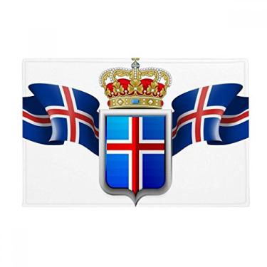 Imagem de DIYthinker Tapete de chão com símbolo nacional da Islândia Tapete antiderrapante para porta de banheiro