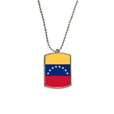 Imagem de DIYthinker Colar com pingente de identificação de cachorro com bandeira nacional da América do Sul da Venezuela em aço inoxidável