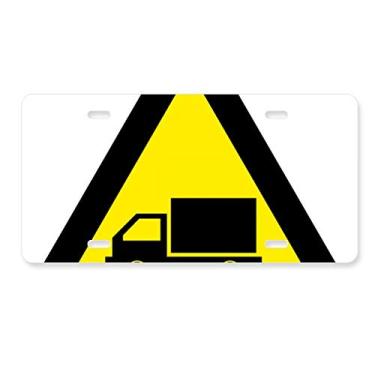 Imagem de DIYthinker Símbolo de aviso amarelo preto caminhão triângulo placa decoração aço inoxidável automóvel etiqueta