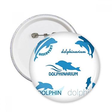 Imagem de Broches redondos de biologia golfinho oceano azul decoração de roupas 5 peças presente