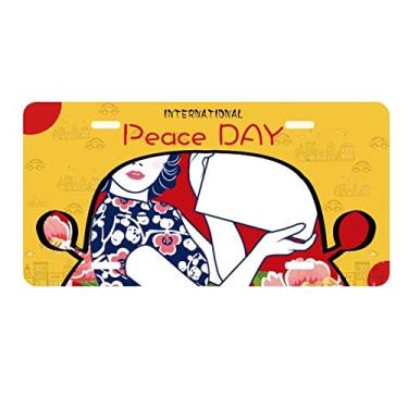 Imagem de DIYthinker Placa de licença feminina vermelha da cultura chinesa para decoração de carro, dia da paz