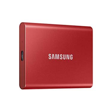 Imagem de SSD portátil SAMSUNG T7 de 500 GB - até 1050 MB/s - USB 3.2 Unidade de estado sólido externo, vermelho (MU-PC500R/AM)