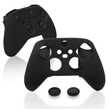 Imagem de ECHZOVE Capa de silicone para Xbox Series S/X, capa protetora para Xbox Series S/X com alças de polegar - preta