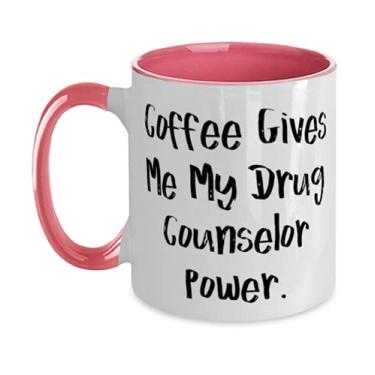 Imagem de Caneca engraçada de conselheiro de drogas em dois tons, 325 ml, Coffee Give Me My Drug Counselor Power, perfeita para colegas de trabalho, aniversário