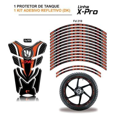 Imagem de Combo Protetor Adesivo Tanque E Aro Moto Haojue Dk 150 Laranja Preto Vermelho