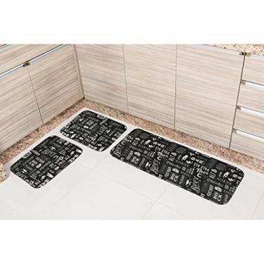 Imagem de Tapete de Cozinha Jogo 3 Peças Emborrachado Antiderrapante (Beer)