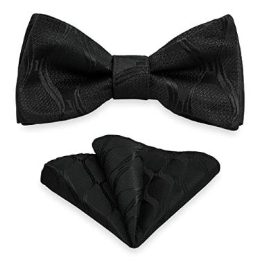 Imagem de SYAYA Conjunto de gravata borboleta masculina jacquard tecido auto - Múltiplas opções MLD09 (preto)