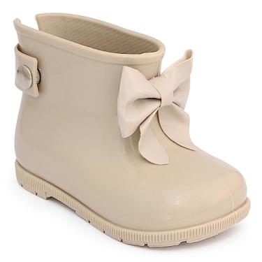 Imagem de Bota Galocha Infantil Feminina Cano Curto Com Laço (24/25, Bege)