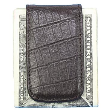 Imagem de Carteira masculina de couro com clipe para dinheiro e cartão de crédito, Croc Mc Brown, One Size