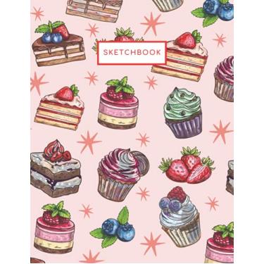 Imagem de Sketchbook: 100 Pages of Blank Paper for Drawing, Sketching, Doodling, Writing Notebook 8.5" x 11" Cakes Cupcakes