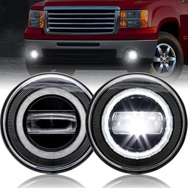 Imagem de KEWISAUTO Faróis de neblina LED com anel de halo DRL para GMC Sierra 2500 / 2007-2014 GMC Sierra 2500HD / 2007-2014 GMC Sierra 3500HD acessórios para faróis de neblina de condução (2 peças)