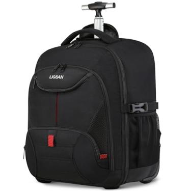 Imagem de Mochila com rodinhas para adultos, mochila de viagem para laptop de 43 cm com rodas, à prova d'água, para mulheres, homens, grande, mala de viagem para negócios, mala de mão, Preto, 17 Inch, Mochilas