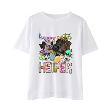 Imagem de Camisetas com estampa do Dia de Páscoa para meninos e meninas de manga curta camiseta de coelho para crianças e meninas, Rosa choque, 4-5 Anos