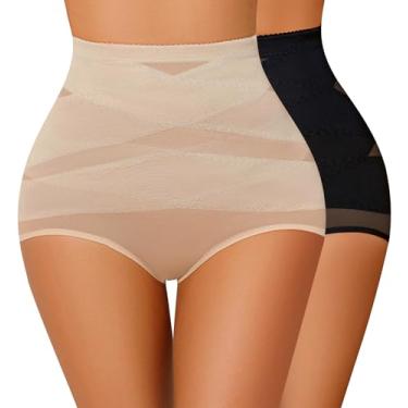 Imagem de Avidlove Calcinha modeladora feminina modeladora de cintura alta com controle de barriga, Preto + champanhe, GG