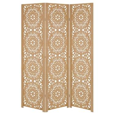 Imagem de Kit 3 Folha Biombo Inteiro Divisória Divisor Separador Ambiente Madeira Mdf (Mandala)