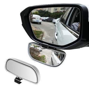 Imagem de Ziciner Espelho de ponto cego amplo angular convexo de rotação 360, retrovisor auxiliar, clipe de encaixe automático no espelho lateral - universal para carro, caminhão, SUV (prata)