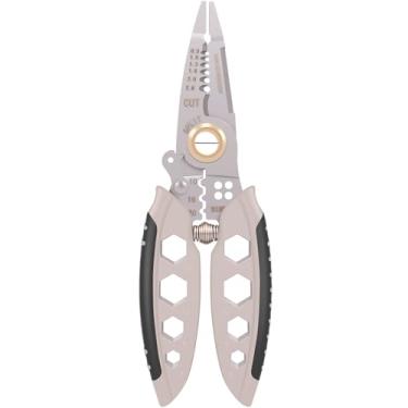 Imagem de 1/2 unidades de descascador de fio de 7 polegadas ferramenta profissional de descascamento de fio cortador de fio de aço com alça antiderrapante cortador de fio multifuncional alicate descascador de c