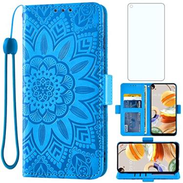 Imagem de Asuwish Capa de telefone para LG K61/Q61/K51S/K41S com protetor de tela de vidro temperado e carteira de couro floral capa flip suporte para cartão de crédito acessórios de celular K 61 51S 41S