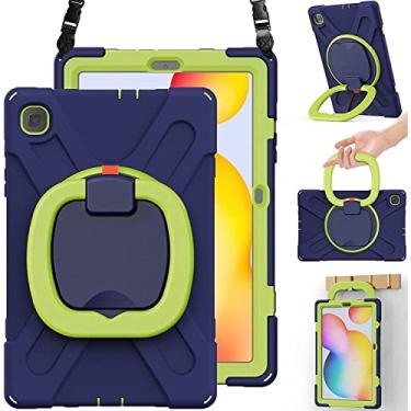 Imagem de PboyiqiS Capa para Galaxy Tab S6 Lite 10,4 polegadas 2024/2020/2022 (SM-P620/P625/P610/P615), capa protetora resistente com suporte para caneta S e suporte giratório de 360 graus, alça de mão e alça