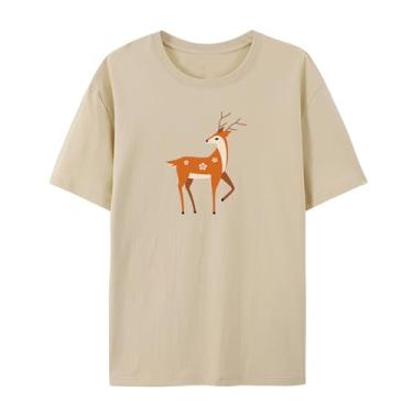 Imagem de Camisetas unissex para adultos com design gráfico atraente de veado - Use seu amor pela natureza, Arena, P