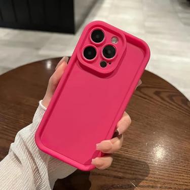 Imagem de Buysing Capa compatível com iPhone 15 Pro Max com proteção total da câmera, capa de silicone de borracha de gel macia leve e fina compatível com mulheres meninas homens 6,7 polegadas 2023 - vermelho rosa