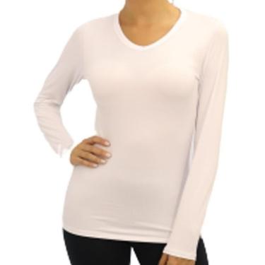 Imagem de Camiseta Dry Feminina Térmica Gola V Manga Longa Leve Frio-Feminino